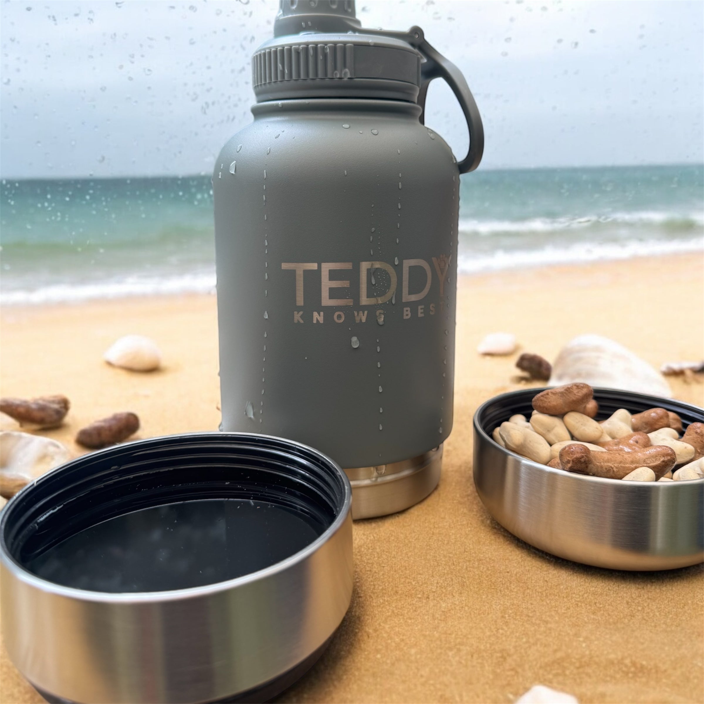 Grey 3 in 1 Portable Water Bottle