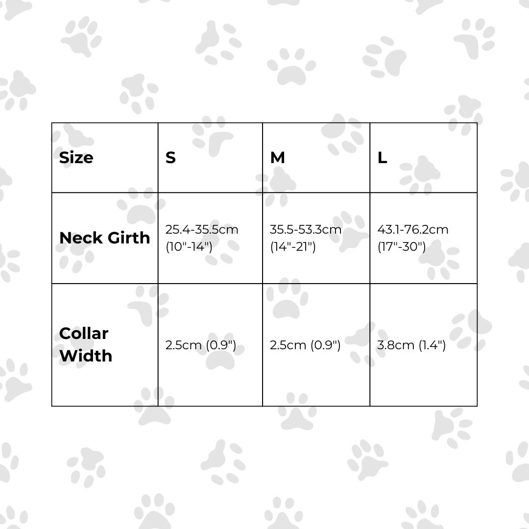 Dog Collar size chart