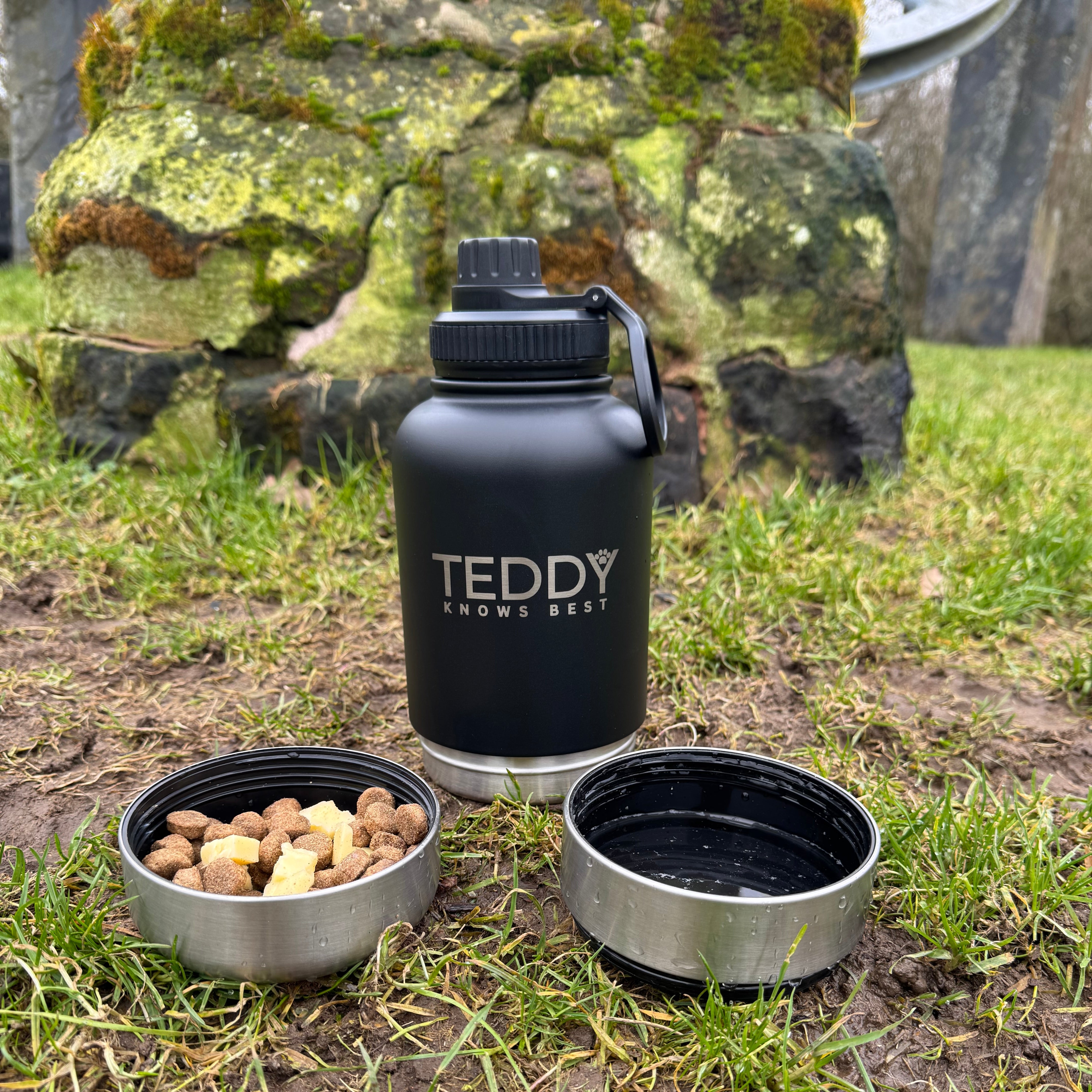 Black 3 in 1 Portable Water Bottle