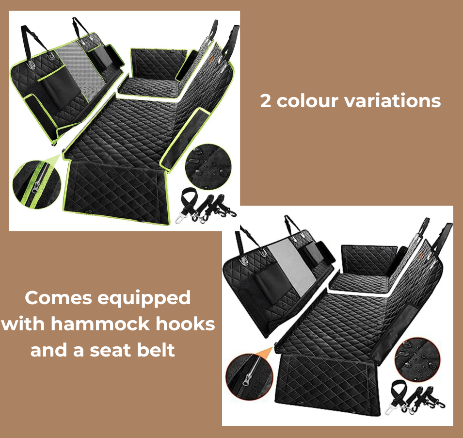 Car seat cover for dogs in green and black and plain black